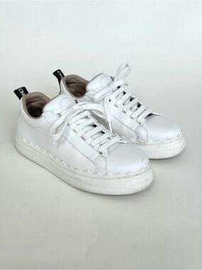 Chloé Women's White Lauren Low-Top Leather Sneakers Shoes - Size 37 - Italy